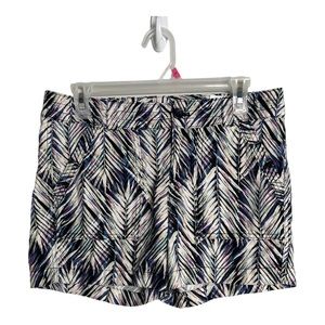 Women's Banana Republic Blue/Purple/White Palm Leaf Print Chino Shorts Sz 2